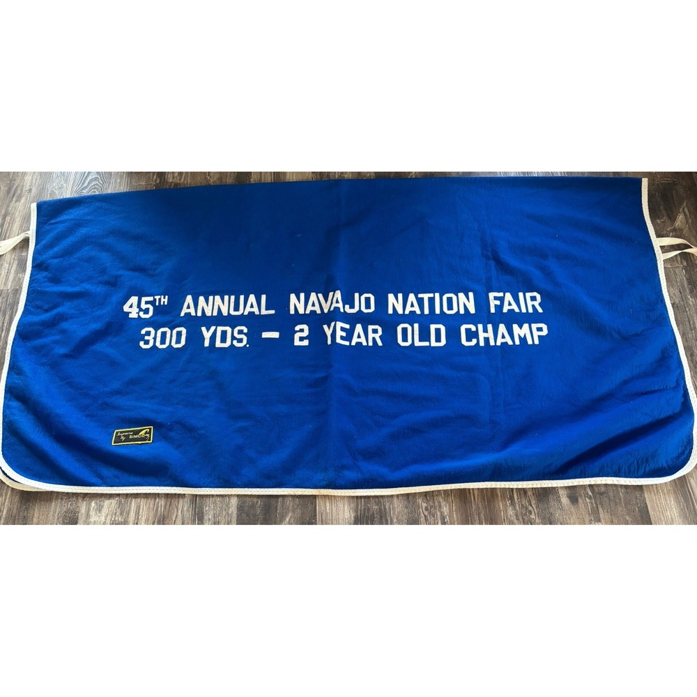 Vtg Horse Race Blanket Banner By Simco 2 Yr Old Champion 45th Navajo Nation Fair